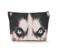 Stylish Makeup Bag Women Linen Travel Cosmetic Bags Durable Makeup Organizer Bag,serious Looking Husky Eyes, for Women/Men