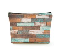 Stylish Makeup Bag Women Linen Travel Cosmetic Bags Durable Makeup Organizer Bag,The Colorful Artwork Painted on Wood Material, for Women/Men