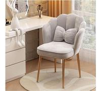 Stylish Makeup Shell Chair - Velvet Coffee Chair for Living Room Bedroom Office - Petal Metal Feet Modern Design Grey Upholstery Functional & Chic Furniture