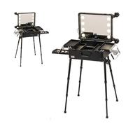 Stylish Makeup Trolley Case Multifunctional Beauty nizer with Jewelry Compartment 2 Tier Design Perfect for Cosmetics & Makeup Storage Portable & (Size: B with Shelf)