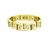 Bling Jewelry Stylish Masculine Geometric Infinity Key Link Bracelet Teens Men Gold Tone Stainless Steel 8.5 Inch Length 12MM Width