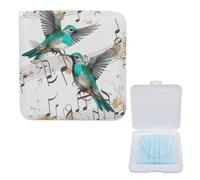 Stylish Mask Storage Box, Teal Birds Musical Note1 Print Portable & Lightweight PP Mask Case Reusable Mask Box Fashionable Mask Storage Case