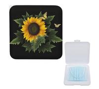 Stylish Mask Storage Box, Weed with Sunflower Print Portable & Lightweight PP Mask Case Reusable Mask Box Fashionable Mask Storage Case
