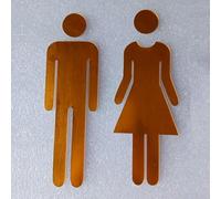 Stylish Men and Women Bathroom Signage for Smooth Surfaces, for Restrooms in Public Places like Cafes and Shopping Centers (Gold)