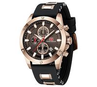 Stylish Men Sport Quartz Wrist Watch Black Waterproof Chronograph Watch with Date Display