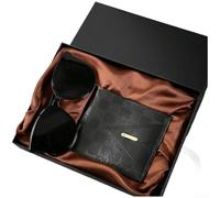 Stylish Men's Sunglasses Wallet Set UV Protection Case(set 2) | Includes sunglasses, wallet, keychain; UV400 protection; sl lack design; ideal for fathers, clients
