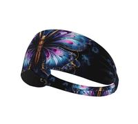 Stylish Men's & Women's Fantasy Illustrated Butterfly Printed Sports Headband - Non-Slip, Elastic, Moisture-Wicking