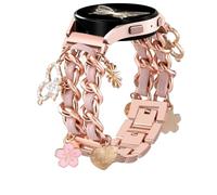 Stylish Metal Band Compatible with Samsung Galaxy Watch 7 Band/FE 6 5 4 40mm 44mm,Galaxy Active 2, 20mm Watch Strap Pretty Chain with Cute Decorative Charms Accessories for Samsung Watch Bands Women