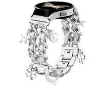 Stylish Metal Band Compatible with Samsung Galaxy Watch 7 Band/FE 6 5 4 40mm 44mm,Galaxy Active 2, 20mm Watch Strap Pretty Chain with Cute Decorative Charms Accessories for Samsung Watch Bands Women