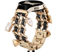 Stylish Metal Band Compatible with Samsung Galaxy Watch 7 Band/FE 6 5 4 40mm 44mm,Galaxy Active 2, 20mm Watch Strap Pretty Chain with Cute Decorative Charms Accessories for Samsung Watch Bands Women