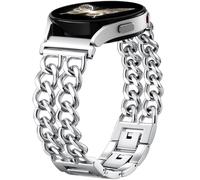 Stylish Metal Band Compatible with Samsung Watch 7 Bands Galaxy 6 5 4 40mm 44mm/Watch Active 2 Fe/6 Classic/5 Pro/3, 20mm Solid Gold Double Chain link Strap Wristband for Samsung Watch Band Women