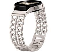 Stylish Metal Band Compatible with Samsung Watch Bands Galaxy 7 6 5 4 40mm 44mm/Watch Active 2 Fe/6 Classic/5 Pro/3, 20mm Official Gold Adjustable Double Chain Strap for Samsung Watch Band Women