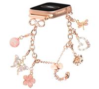 Stylish Metal Bands Compatible with Apple Watch 38mm 40mm 41mm 42mm 44mm 45mm 46mm Women, Dressy Chain Strap with Cute Charms Pendants Smartwatch Wristband for iWatch Series 10 9 8 7 6 5 4 3 SE Ultra