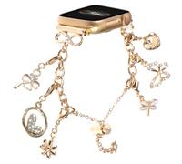 Stylish Metal Bands Compatible with Apple Watch 38mm 40mm 41mm 42mm 44mm 45mm 46mm Women, Dressy Chain Strap with Cute Charms Pendants Smartwatch Wristband for iWatch Series 10 9 8 7 6 5 4 3 SE Ultra