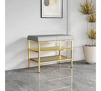 Stylish Metal Frame Shoe Bench2Tier Lightweight Storage Rack & Luxury Stool for Entryway Bedroom or HallwayOrganize Your Footwear Efficiently!