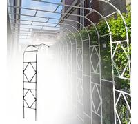 Stylish Metal Rose Arch, Half Sided Arch Against The Wall Garden Arch Trellis 240cm/7.8ft High Half Circle Arch For Balcone Patio Backyard(Black,240x240cm/7.8x7.8ft)