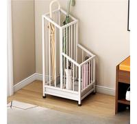 Stylish Metal Umbrella Stand with Removable Drip Tray Durable & Non-Slip Design for Entryway & Office 9.8x7.9x24.4in (White) - Perfect Umbrella Storage Solution