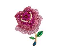 Stylish Metallic Rose Brooch Elegant Rhinestones Decoration For Special Occasions Elegant Rose Pin