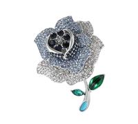 Stylish Metallic Rose Brooch Elegant Rhinestones Decoration For Special Occasions Rhinestones Brooch