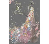 Stylish Milestone Age 30 Female 30th Birthday Greeting Card - from the Gorgeous Grace Range (EL034) - Glitter & Foil Finished with Gold Envelope (30th)