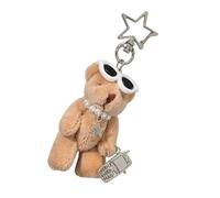 Stylish Miniature Bear Ornament Metal Keyring Cartoon Phone Charm Holder Keychain for Fashionable Outfits Trendy Animal Keyring