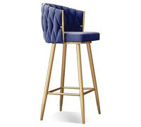 Stylish Modern 360° Swivel Bar Stools, Adjustable Height (25.6-29.5"), Upholstered Kitchen Chairs with Steel Legs & Footrest, Trendy Blue Design for Home & Bar