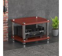 Stylish Modern Audio Rack AV Media Stand & Gaming Storage Cabinet Compact Corner TV Console & Entertainment Unit (Red 15in/38cm) for Home Theater