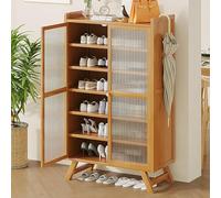 Stylish Modern Bamboo Shoe Storage Cabinet - 5/7 Tier Freestanding Organizer with Adjustable Shelves for Entryway, Hallway & Living Room - Elegant Shoe Rack with Doors (111cm/43.7in)