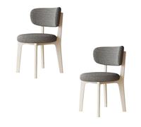 Stylish Modern Dining Chair Set of 2 - Removable Cotton-Linen Covers in Cream White & Dark Gray Elegant Wooden Frame Perfect for Kitchen & Restaurant Comfortable Seating