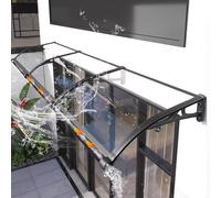 Stylish Modern Door Canopy - 2.5mm Transparent PolycarbonateAluminum Frame Impact Resistant Awning for Front Door Weather Protection (150x260cm/59x102)
