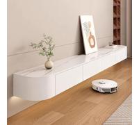 Stylish Modern Floating TV StandSolid Wood WallMounted Storage Console for Living RoomContemporary Under TV Entertainment Center (White 300 x 20 x 24CM)