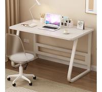 Stylish Modern Home Office Desk - Metal & Wood Gaming Desk with Ample Legroom for Study & Work 70x60cm (28x24in) Sleek White Finish for Ultimate Productivity