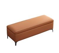 Stylish Modern Leather Storage Bench, 27.5in Entryway Seating with Secure Hinged Lid, Durable Metal Legs - Ideal Home Décor & Space Organizer Solution