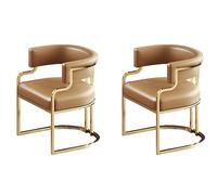 Stylish Modern Low Back Dining ChairUpholstered Leather Seat & Brass LegsElegant White Armchair for Dining Room Kitchen & Guest UseComfortable & Chic Design