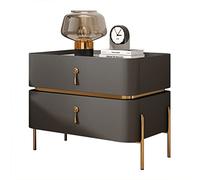 Stylish Modern Nightstand with Metal Legs 2-Drawer Side Table for Bedroom & Living Room Dark Gray Storage Solution 40x40x50 cm - Chic Furniture Upgrade