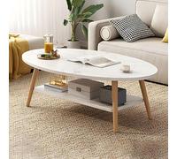 Stylish Modern Oval Wooden Coffee Table - 16" L x 16" W x 20.5" H - Versatile Side Table for Living Room, Balcony & Apartment - Perfect for Cocktails, Tea & Snacks