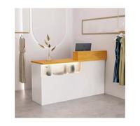 Stylish Modern Reception Desk - 120CM Front Counter for Lobby, Beauty Salon & Clothing Store, Elegant Gold Finish, Left Side Design, Perfect for Business & Service Spaces