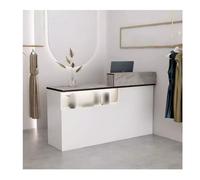 Stylish Modern Reception Desk - 80CM Stone Front Desk for Lobby, Beauty Salon & Clothing Store, Sleek Welcome Counter for Shop & Salon, Elegant Customer Service Desk.