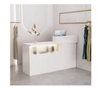 Stylish Modern Reception Desk - White Front Counter for Lobby, Beauty Salon & Clothing Store - 140CM/55.1IN Sales Desk (Left) - Elegant Customer Service Solution