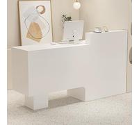 Stylish Modern Reception Desk with Lockable Drawer Ample Storage White Front Counter Table for Retail Shops Salons Offices - 140x50x105CM Contemporary Design