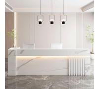 Stylish Modern Reception Desk with Storage Soft Lighting Office Counter Table for Clothing Stores & Beauty Salons Elegant White Finish Receptionist Furniture