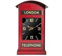 Stylish & Modern Red London Telephone Box Mantel Clock - Silent Sweep Tabletop Clock with Classic British Design for Elegant Decor Accent at Home, Office, & Bedroom