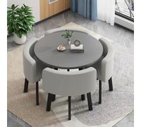 Stylish Modern Round Coffee Table Set with 4 ChairsVersatile Dining & Reception Furniture for Office Conference Rooms Kitchen and Home Decor