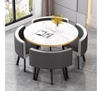 Stylish Modern Round Dining Table Set for 4 - Comfortable Grey Wood Table & Chairs Ideal for Small Spaces Home Dining Rooms or Office Conferences
