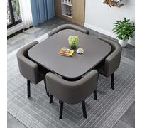Stylish Modern Round Square Dining Table Set with 4 Chairs - 90 cm Kitchen Conference Table for Living Room Reception Home Decor Space-Saving Design