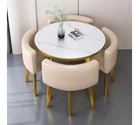 Stylish Modern Round/Square Dining Table Set with 4 Chairs Space-Saving Design for Living Room & Kitchen Ideal for Conferences & Receptions 34-80x75cm.