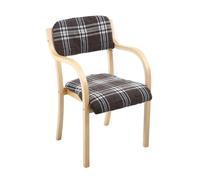 Stylish Modern Solid Wood Dining Chairs with Armrests Upholstered Kitchen & Living Room Accent Chair Max Load 150kg Ideal for Office Lounge Café Grid Color C