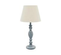 Stylish & Modern Tall Wooden Washed Table Lamp with Taupe Linen Shade - Traditional Design, Energy-Efficient E27 Bulb Shabby Chic Lighting for Bedroom, Living Room & Office