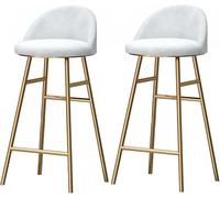 Stylish Modern Velvet Bar Stools Set of 2 with Adjustable Height 26/30" Backrest & Footrest 330lbs Capacity Elegant White Upholstered Kitchen Island Chairs