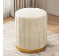 Stylish Modern Velvet Round Ottoman Footrest - Chic Upholstered Stool for Living Room Bedroom and Home Decor - Ultimate Comfort & Versatile Accent Piece